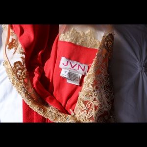 Jovani Red Dress w/ Gold Embroidery